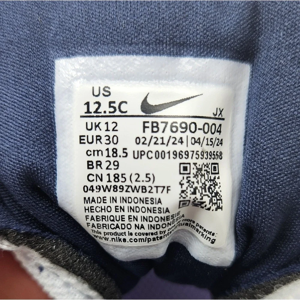 Nike Revolution 7 PSV Kids Running Shoes Size 12.5c Gray/Navy Blue/Lilac NEW!